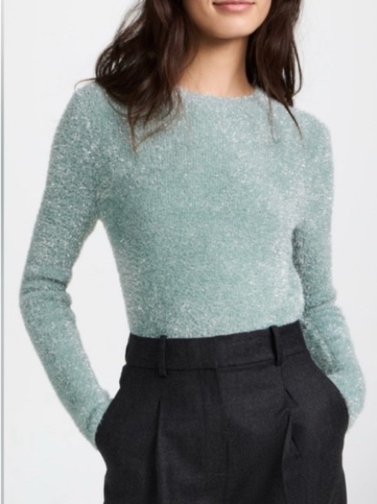 Vince Sweaters - Vince Seafoam Metallic Eyelash Crewneck Sweater
